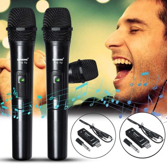 1/2 Stuks Vhf Draadloze Microfoon Dj Karaoke Speaker 2 Handheld Mic Ktv Speler Onafhankelijke/Hybrid Automatische Selectie usb Ontvanger 2stk