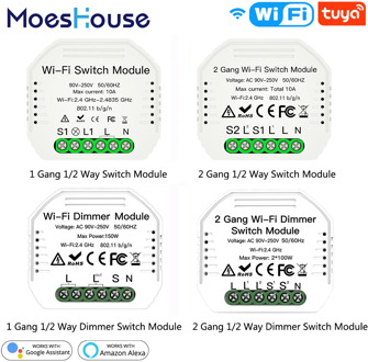 1/2 Way 1/2/3 Gang Mini WiFi Smart Light Switch Relay Module Smart Life Tuya Wireless Remote Control Work with Alexa Google Home