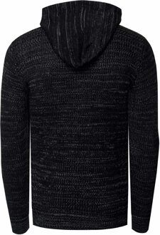 1/2 Zip Chunky Slim Fit Hoodie Zwart/Donkergrijs - 4XL