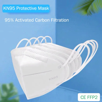 1/200Pcs In Stock White Anti-dust Breathable Face Mask Mascarillas 95% Activated Carbon Filtration KN95 FFP2 Mask Close To FFP3