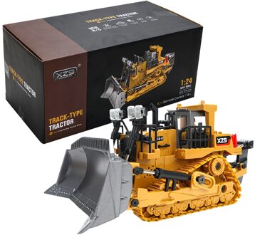 1:24 2.4G 9CH Rc Bulldozer Legering Tractor Bouw Techniek Voertuigen Verlichting Simulatie Geluid Functie Educatief Speelgoed Alloy Busket