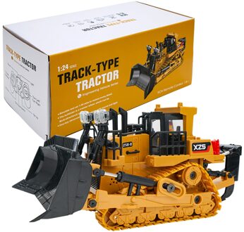 1:24 2.4G 9CH Rc Bulldozer Legering Tractor Bouw Techniek Voertuigen Verlichting Simulatie Geluid Functie Educatief Speelgoed plastic Busket
