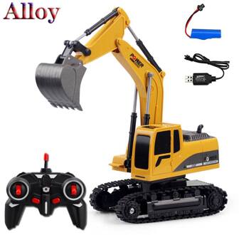 1:24 Rc Graafmachine Speelgoed 2.4Ghz 6 Kanaals Afstandsbediening Techniek Auto Metalen En Plastic Voertuig Rtr Voor Kids Kerst Metal Alloy