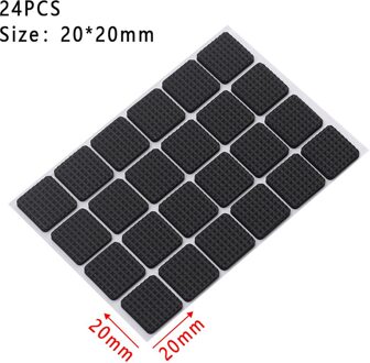 1-24Pcs Verdikking Zelfklevende Meubilair Been Voeten Tapijt Viltjes Anti Slip Mat Bumper Demper Voor Stoel tafel Protector Hardware 20X20mmX24pcs