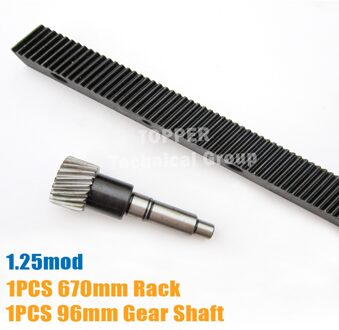 1.25 mod cnc router gear rack Lengte 670mm met 96mm of 124mm rondsel.