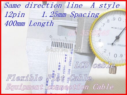 1.25mm Afstand + 400mm Lengte + 12 P Een/dezelfde richting lijn Soft draad FFC Flexibele Platte kabel. 12 P * 1.25A * 400 MM