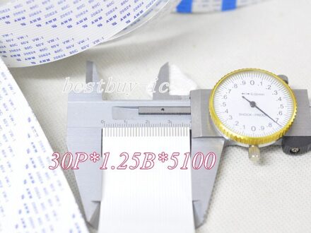 1.25mm Afstand + 5100mm Lengte + 30Pin B/Reverse lijn Soft draad FFC Flexibele Platte Cable.30P * 1.25B * 5100 MM