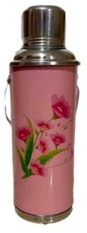 1.2l/2l Retro Travel Thermosflask Thermos Water Koffie Fles Rvs Coffee Cup Mok Warmte Koude Behoud 1.2L roze