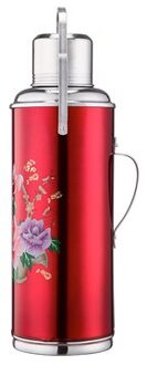 1.2l/2l Retro Travel Thermosflask Thermos Water Koffie Fles Rvs Coffee Cup Mok Warmte Koude Behoud 2L rood