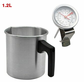 1.2L/3L Metalen Wax Smelten Pot Wax Kaars Chocolade Smelten Gieten Werper Kruik Pot Met-10 Tot 100 graden Thermometer