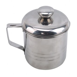 1.2L Rvs Oliefilter Pot Lekvrij Kan Vet Container Tank Filter Residu Filter Olie Pot Met Zeef Olie Opslag zilver