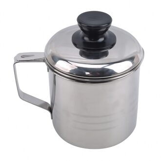 1.2L Rvs Oliefilter Pot Lekvrij Kan Vet Container Tank Filter Residu Filter Olie Pot Met Zeef Olie Opslag zwart