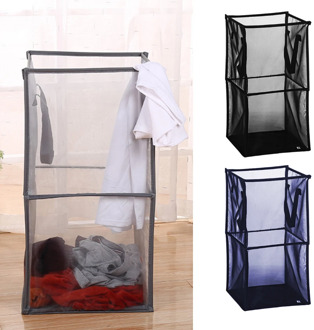 1/2layers Portable Square Mesh Laundry Basket Dirty Clothes Toys Storage Bin With Handles Home Organizer Sundries Storage Bucket