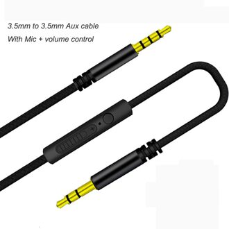 1.2M 3.5Mm Audio Kabel Mannelijk Naar 3.5Mm Speaker Mannelijke Jack Cord Stereo Audio Aux Kabel C Auxiliary audio Voor Pc Auto Luidspreker Met Microfoon zwart