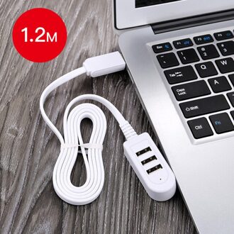 1.2M 3 Port Usb Hub Usb 3 Splitter Voor Data Opladen Usb Charger Hub Laptop Pc Computer Accessoires Usb kabel Verleng Adapter 120cm wit