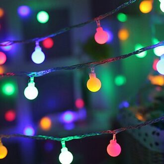 1.2M 3M 6M 10M Fairy Guirlande Led Ball String Lights Waterdicht Voor Kerstboom Bruiloft Thuis indoor Decoratie Batterij Aangedreven veelkleurig / 1.5M 10LEDS