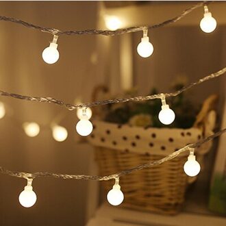 1.2M 3M 6M 10M Fairy Guirlande Led Ball String Lights Waterdicht Voor Kerstboom Bruiloft Thuis indoor Decoratie Batterij Aangedreven warm wit / 10M 80LEDS