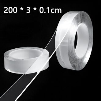 1/2M/3M Nano Magic Tape Dubbelzijdige Tape Siliconen Gekko Foam Tape Lijm Gekkotape Herbruikbare kan Gewassen Acryl Bevestiging Tape 200 X 3 X 0.1cm