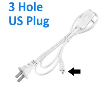 1.2M Verlichting Accessoire 220V Eu Plug Switch Kabel Voor T5 Led Buis T8 Power Opladen Draad Aansluiting on/Off Connector 3 Hole US plug