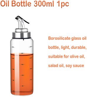 1/2Pc Koken Olijfolie Dispenser Fles Lekvrij Sojasaus Azijn Container Borosilicate Met Nozzle Keuken Glas cruet 300ml 1stk