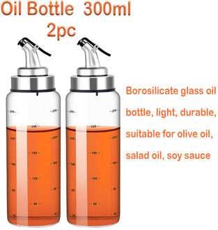 1/2Pc Koken Olijfolie Dispenser Fles Lekvrij Sojasaus Azijn Container Borosilicate Met Nozzle Keuken Glas cruet 300ml 2stk