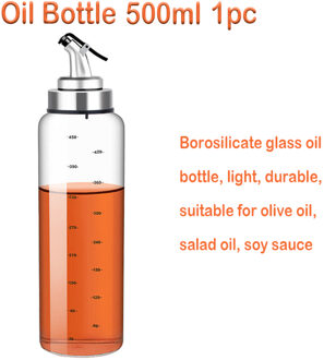 1/2Pc Koken Olijfolie Dispenser Fles Lekvrij Sojasaus Azijn Container Borosilicate Met Nozzle Keuken Glas cruet 500ml 1stk