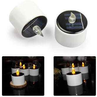 1/2Pcs Led Kaarsen Licht Zonne-energie Led Kaarsen Vlamloze Elektronische Solar Led Tea Lights Lamp Waterdicht Lamp 1stk