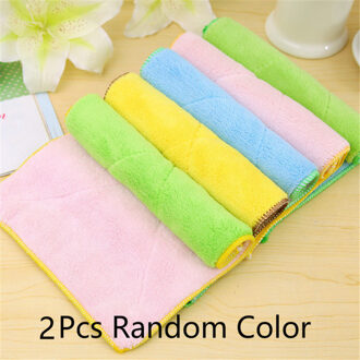 1/2Pcs Multifunctionele Draagbare Vaatdoek Uperfine Bamboevezel Dubbelzijdige Non-stick Olie Afwassen rags Keuken Schoonmaken Tool 2 willekeurig kleur