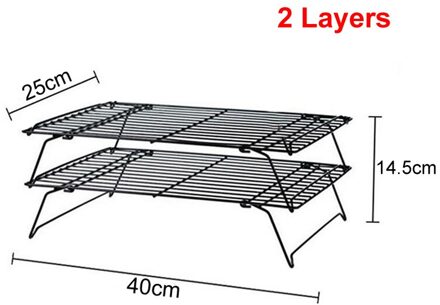 1/2Pcsstainless Staaldraad Rooster Cooling Lade Taart Voedsel Rack Keuken Bakken Pizza Brood Barbecue Cookie Biscuit Houder plank Yjn 2 Layers