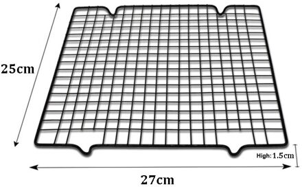 1/2Pcsstainless Staaldraad Rooster Cooling Lade Taart Voedsel Rack Keuken Bakken Pizza Brood Barbecue Cookie Biscuit Houder plank Yjn zwart S