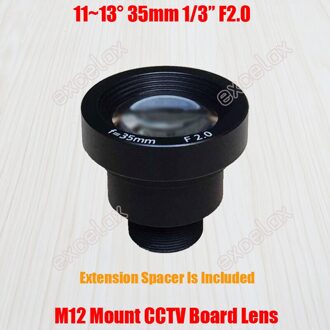 1/3 "35mm M12 Mount CCTV Lens Lange Brandpuntsafstand F2.0 Vaste Iris MTV Interface 25x23mm w/Extension Adapter voor Security Camera