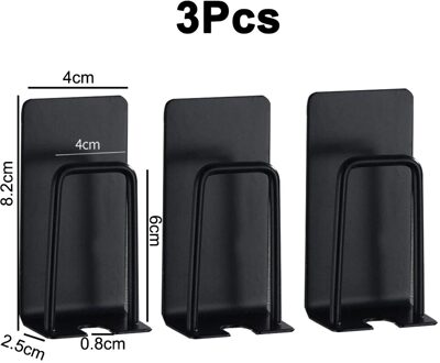 1/3/5 Pcs Rvs Tandenborstelhouder Tumbler Wandmontage Zuignap Reizen Tandenborstel Cup Opbergrek Houder badkamer 3x single hole zwart