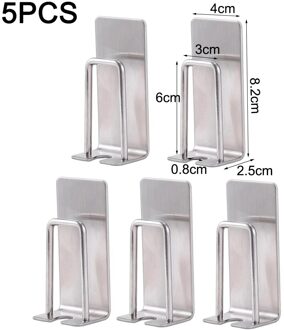 1/3/5 Pcs Rvs Tandenborstelhouder Tumbler Wandmontage Zuignap Reizen Tandenborstel Cup Opbergrek Houder badkamer 5stk single Hole
