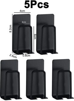 1/3/5 Pcs Rvs Tandenborstelhouder Tumbler Wandmontage Zuignap Reizen Tandenborstel Cup Opbergrek Houder badkamer 5x single hole zwart