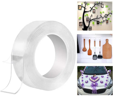 1/3/5M Transparent Double Sided Adhesive Tape Nano Traceless Reusable Wall Hangings Adhesive Glue Tapes Removable Home Sticker