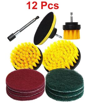 1/3/6/12Pcs Elektrische Scrubber Borstel Boor Borstel Kit Plastic Ronde Borstel Voor Tapijt glas 4 ''Autobanden Nylon Borstels 12 stk