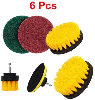 1/3/6/12Pcs Elektrische Scrubber Borstel Boor Borstel Kit Plastic Ronde Borstel Voor Tapijt glas 4 ''Autobanden Nylon Borstels 6 stk