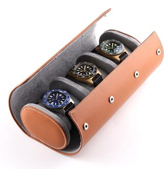 1/3/6 Grids Watch Box Lederen Horloge Case Houder Organisator Opbergdoos Voor Quartz Horloges Sieraden Dozen Display Roll beste Cadeau 3 rooster bruin