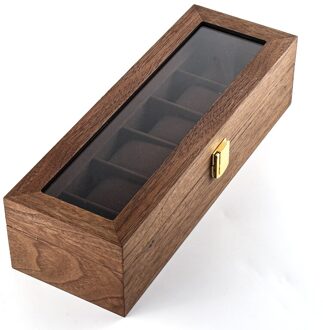 1/3/6 Grids Watch Box Lederen Horloge Case Houder Organisator Opbergdoos Voor Quartz Horloges Sieraden Dozen Display Roll beste Cadeau wood 2