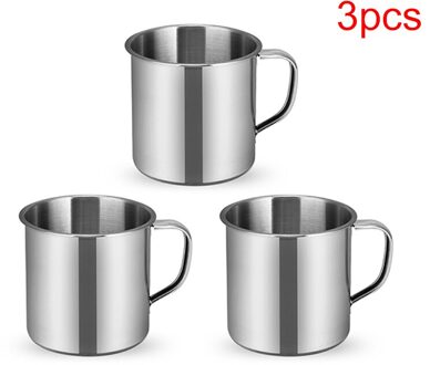 1/3 Stuks Outdoor Camping Wandelen Thee Mok Cup Roestvrij Staal Koffiekopje Kantoor School Nuttig 3stk