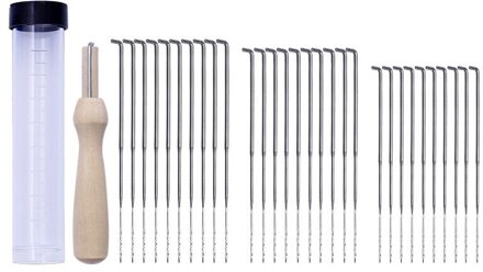 1-30 Pcs Wolvilt Naald Vilt Naaldvilten Starter Kit Viltnaalden Vilten Diy Pakket Voor Vilten Met fles Wood handvat