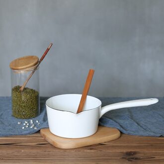 1.3L Japanse Stijl Wit Keramiek Melk Pot Keuken Koken Pan Pot Kookpan Babyvoeding Steelpan Met Lange Handvat Voor Een mensen