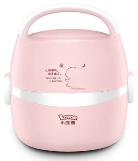 1.3L Mini Elektrische Rijstkoker Pot Dubbele Laag Roestvrij Staal Isolatie Verwarming Lunchbox Draagbare Stoomboot Voedsel Container roze / US adapter