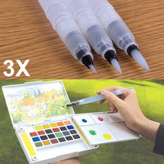 1/3Pcs Navulbare Inkt Kleur Pen Water Borstel Schilderen Kalligrafie Illustratie Pen Kantoorbenodigdheden Tsh Winkel S en M en L
