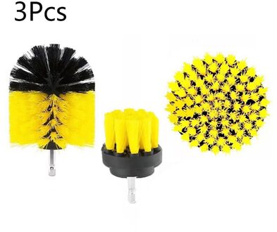 1/3Pcs Set Boor Power Scrub Schoon Borstel Elektrische Boor Borstel Kit Met Extension Voor Grout, tegels, Badkamer, Keuken & Auto 3stk 2-4duim geel