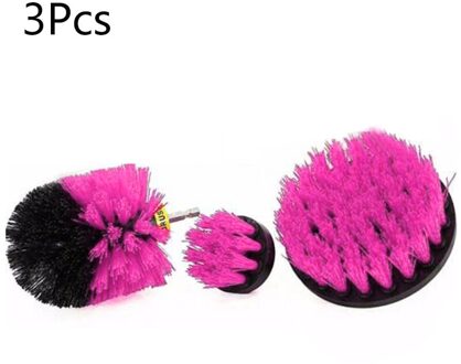 1/3Pcs Set Boor Power Scrub Schoon Borstel Elektrische Boor Borstel Kit Met Extension Voor Grout, tegels, Badkamer, Keuken & Auto 3stk 2-4duim roze