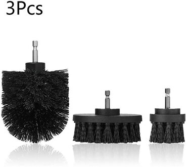1/3Pcs Set Boor Power Scrub Schoon Borstel Elektrische Boor Borstel Kit Met Extension Voor Grout, tegels, Badkamer, Keuken & Auto 3stk 2-4duim zwart