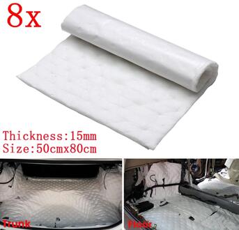 1/4/8 Stuks 15Mm 80X50Cm Geluid Warmte Isolatie Katoen Mat Anti-geluid geluid Deadener Hitteschild Mobiele Foam Sticker Oranje