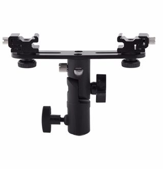1/4 "En 3/8" Schroef Double End Licht Standhouder Dual Flash Bracket Shoe Bracket Mount Statief Voor digitale Dslr Camera