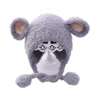 1-4 Jaar Peuter Winter Baby Jongens Meisjes Elastische Beanie Hoed Leuke Oren Zachte Warme Katoen Cap Warm Houden baby Haak Muts grijs